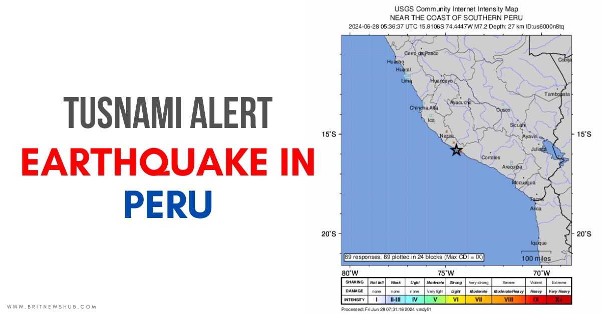 A 7.2-magnitude earthquake jolted Peru.  Tsunami hazard